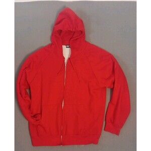 Vintage 80s Big Yank red thermal lined Raglan sleeve zip up hoodie size Large